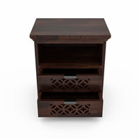 Movralionel Solid Sheesham Wood Bedside Table (Walnut Finish)