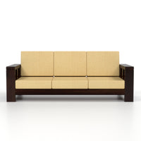 Zyvora 3+2 Seater Solid Wood Sofa (Walnut Finish)