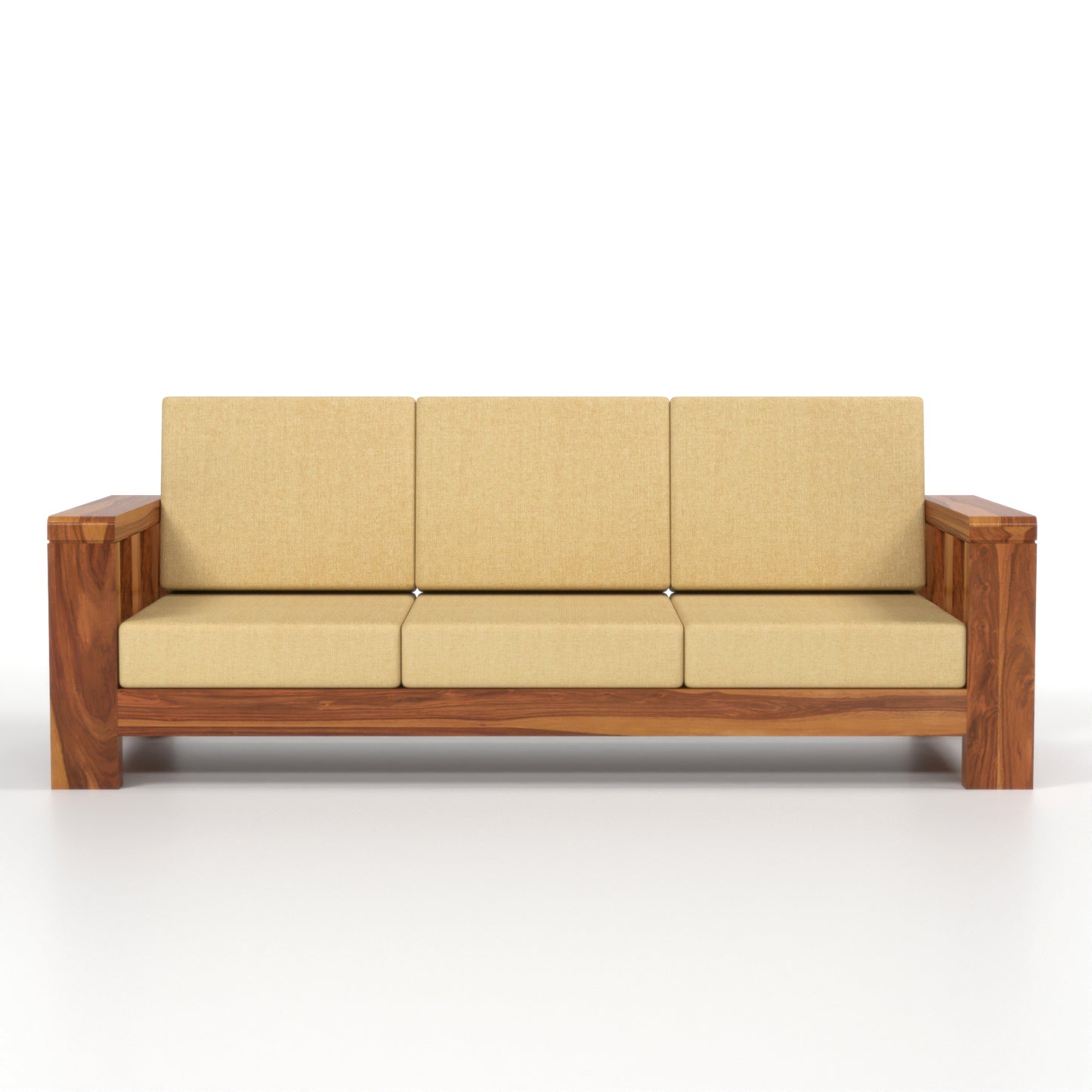Zyvora 3+3 Seater Solid Wood Sofa (Honey Finish)