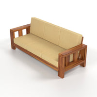 Zyvora 3+2 Seater Solid Wood Sofa (Honey Finish)