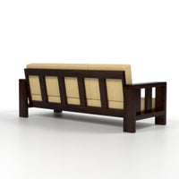 Zyvora 3+2 Seater Solid Wood Sofa (Walnut Finish)