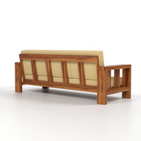 Zyvora 3+3 Seater Solid Wood Sofa (Honey Finish)