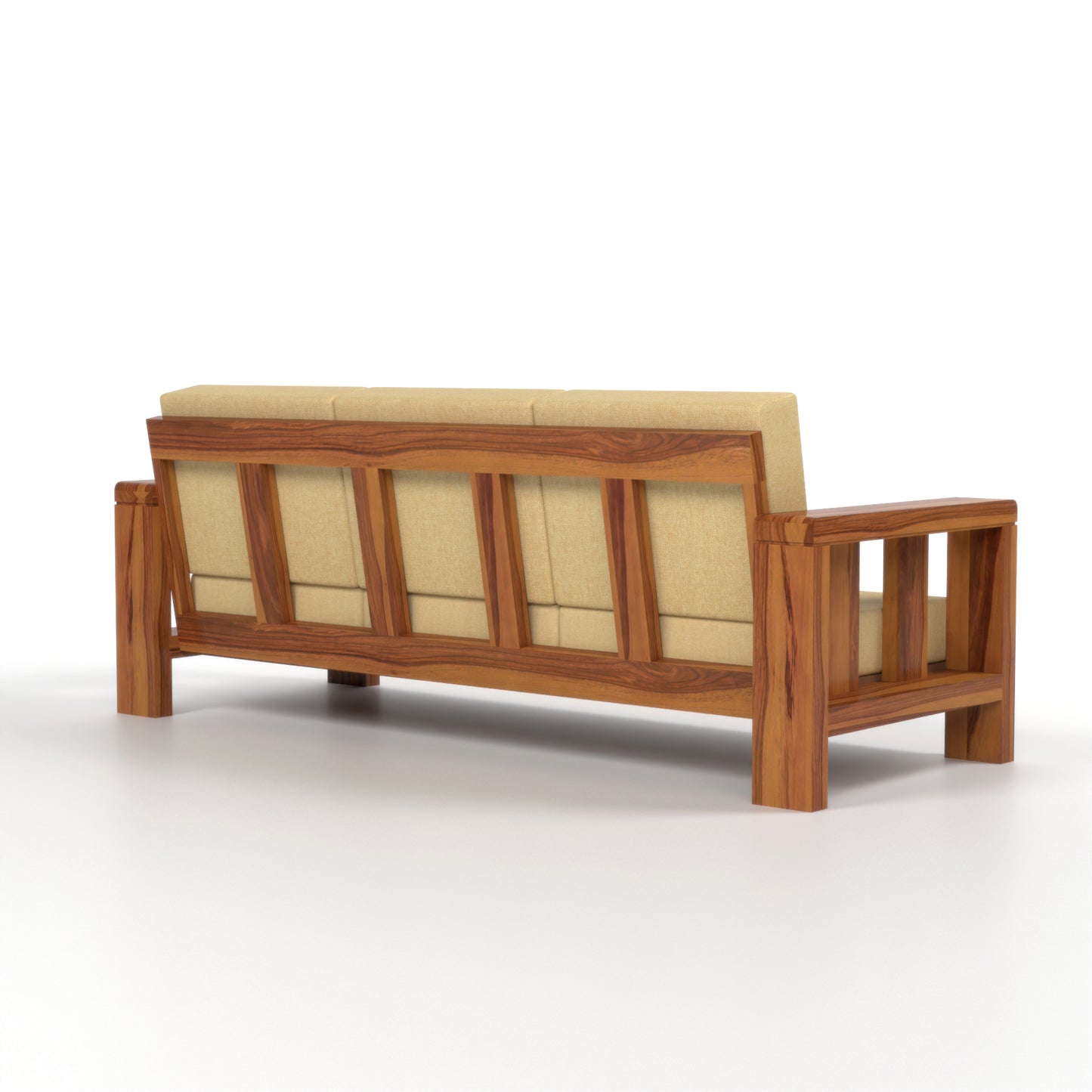 Zyvora 3+2 Seater Solid Wood Sofa (Honey Finish)