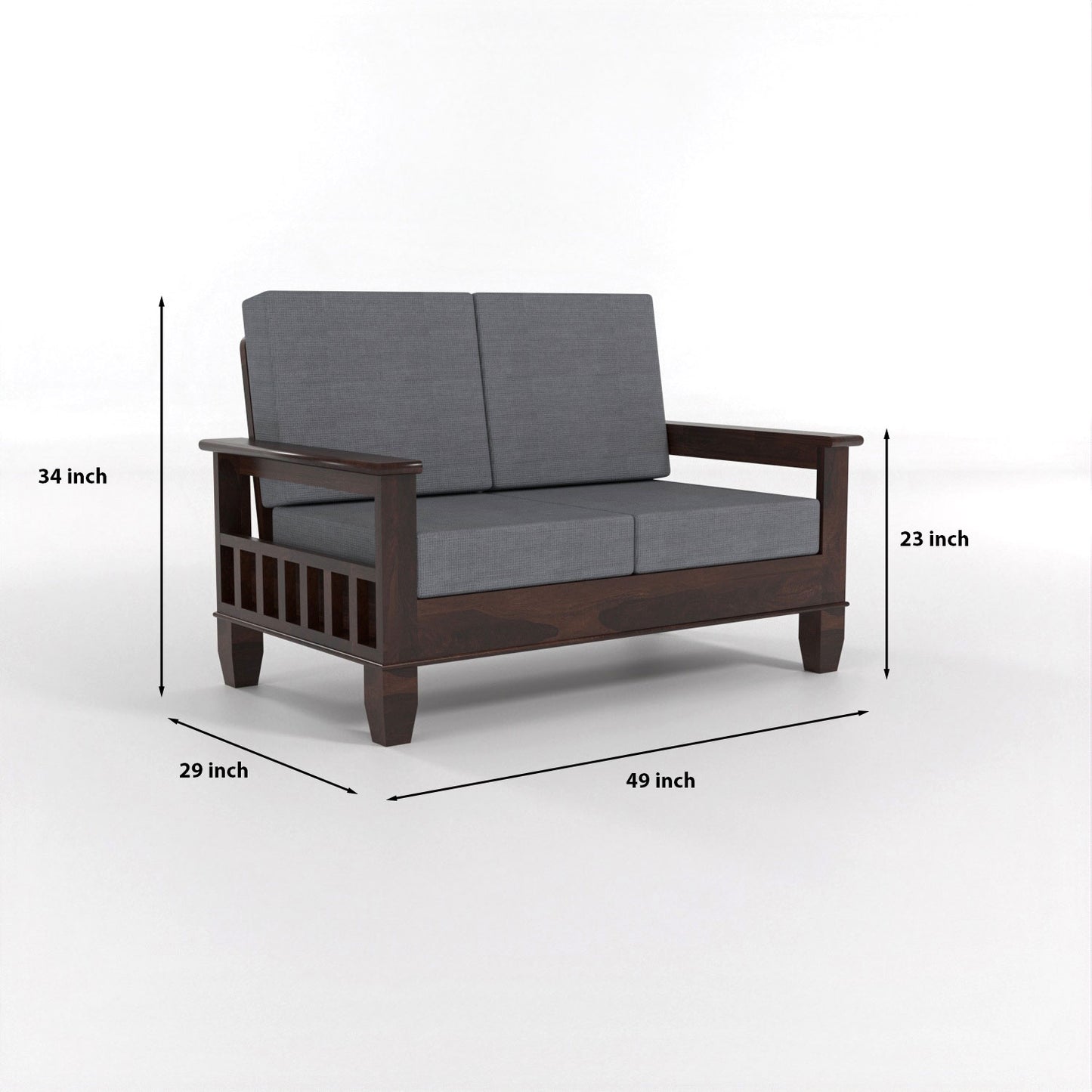 Trivralionel 4 Seater Solid Sheesham Wood Sofa Set (Walnut Finish)
