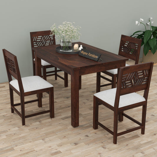 Morvex Sheesham Wood Dining Set 4 Seater 45x45x30 (Walnut Finish)