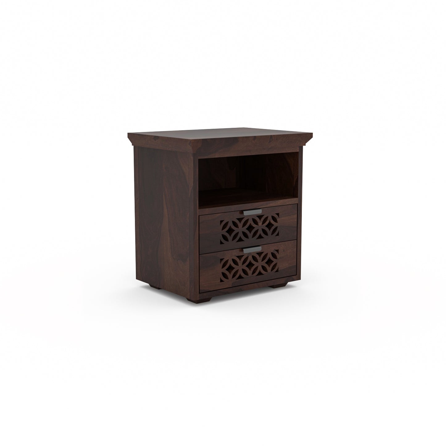Movralionel Solid Sheesham Wood Bedside Table (Walnut Finish)