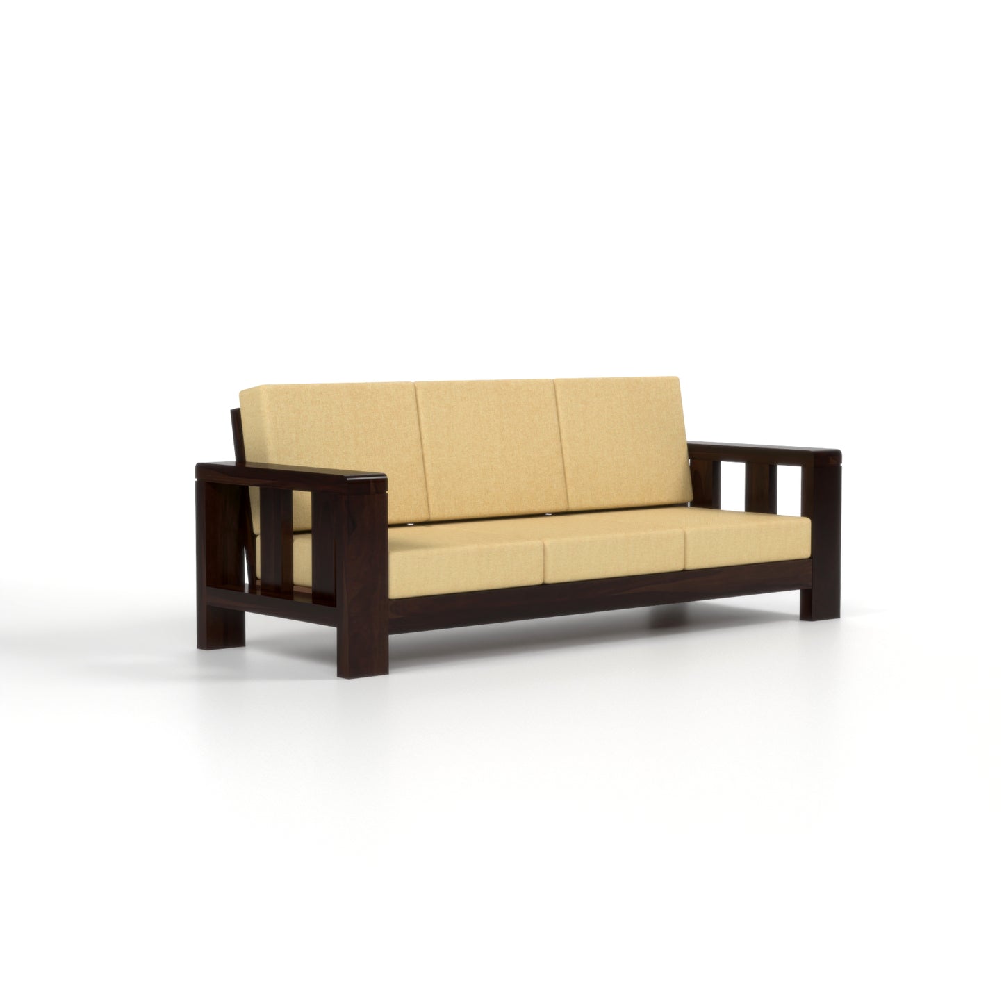 Zyvora 3+3 Seater Solid Wood Sofa (Walnut Finish)
