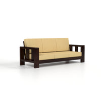 Zyvora 3+2 Seater Solid Wood Sofa (Walnut Finish)