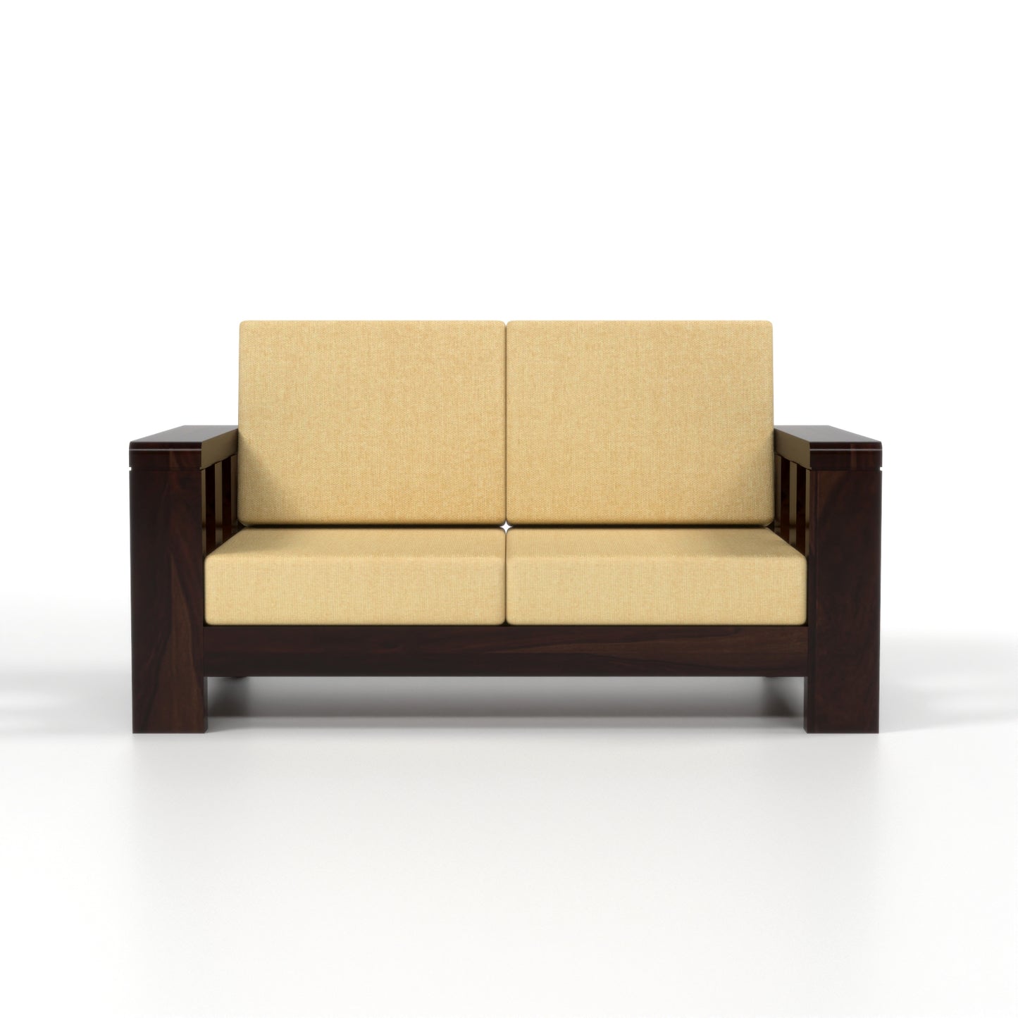 Zyvora 3+2 Seater Solid Wood Sofa (Walnut Finish)