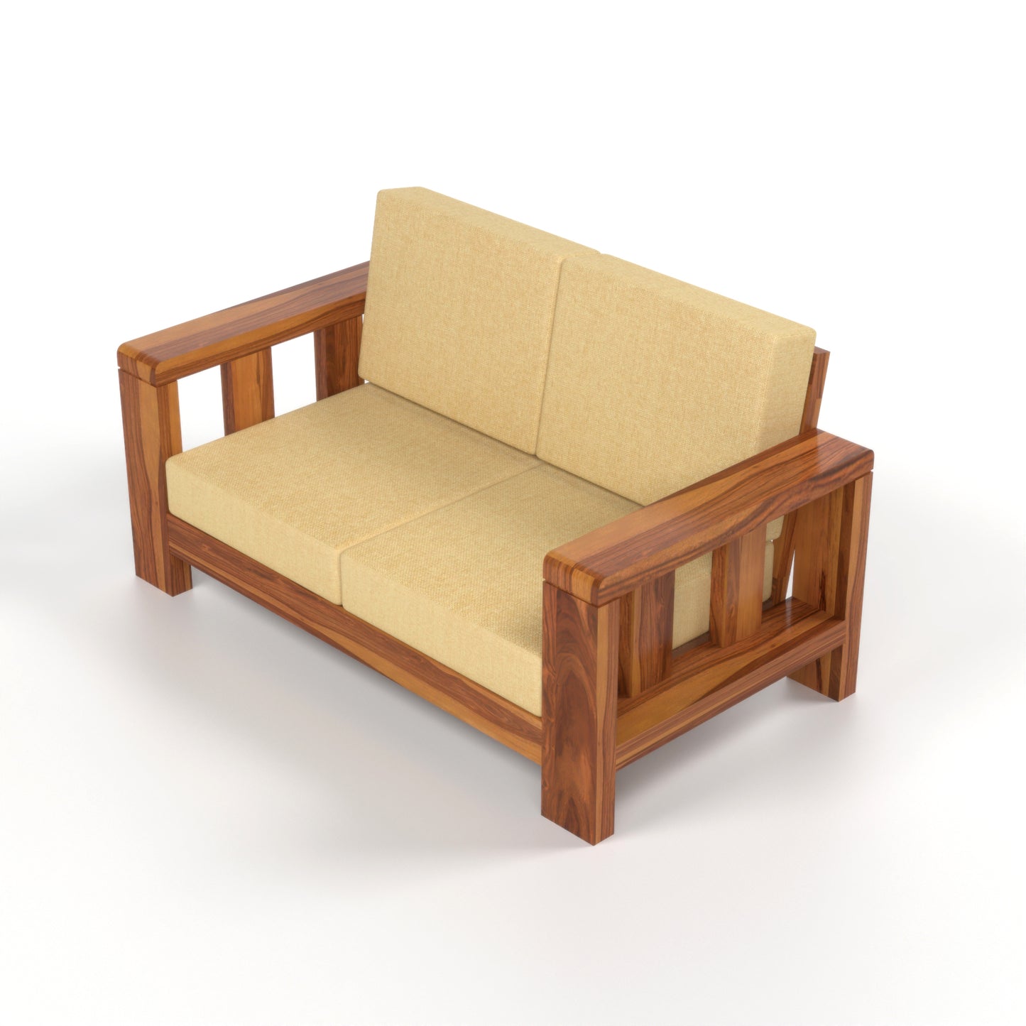 Zyvora 4 Seater Solid Wood Sofa (Honey Finish)