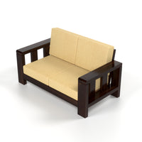 Zyvora 4 Seater Solid Wood Sofa (Walnut Finish)