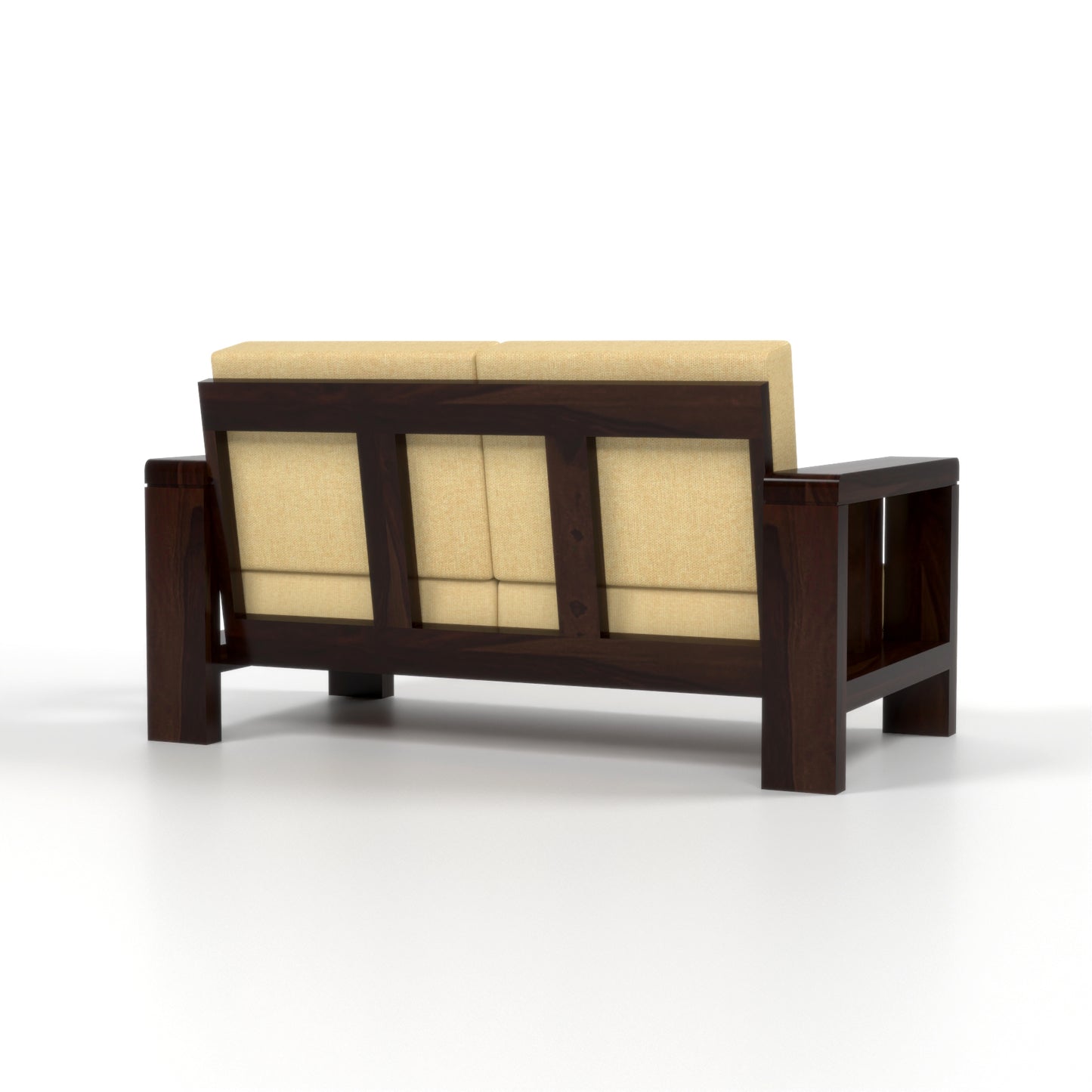 Zyvora 3+2 Seater Solid Wood Sofa (Walnut Finish)