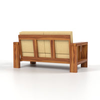 Zyvora 3+2 Seater Solid Wood Sofa (Honey Finish)