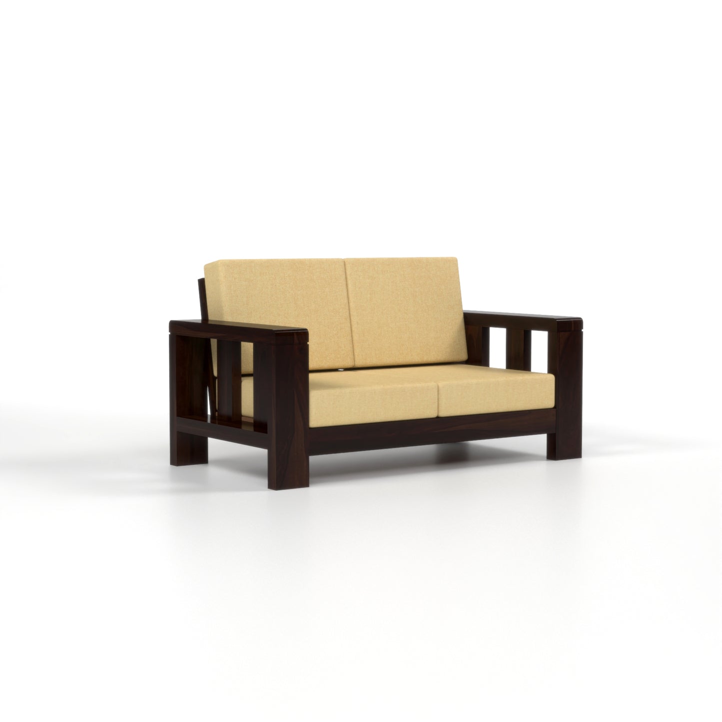 Zyvora 4 Seater Solid Wood Sofa (Walnut Finish)