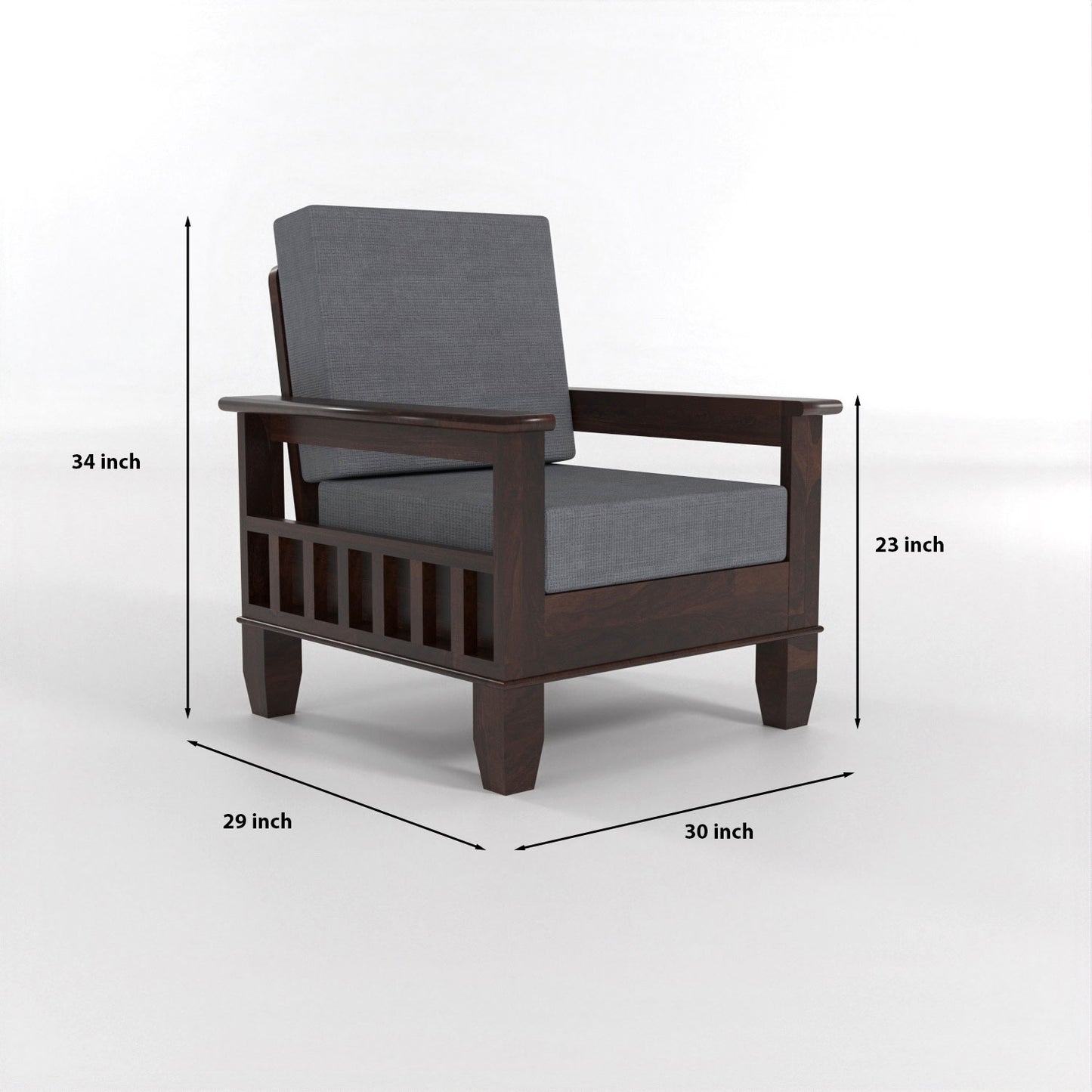 Trivralionel 6  Seater Solid Sheesham Wood Sofa Set 3+2+1 (Walnut Finish)