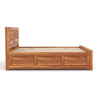 Vantrex Sheesham Wood Queen Size Bed With Storage (Honey Finish)