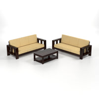 Zyvora 3+3 Seater Solid Wood Sofa (Walnut Finish)