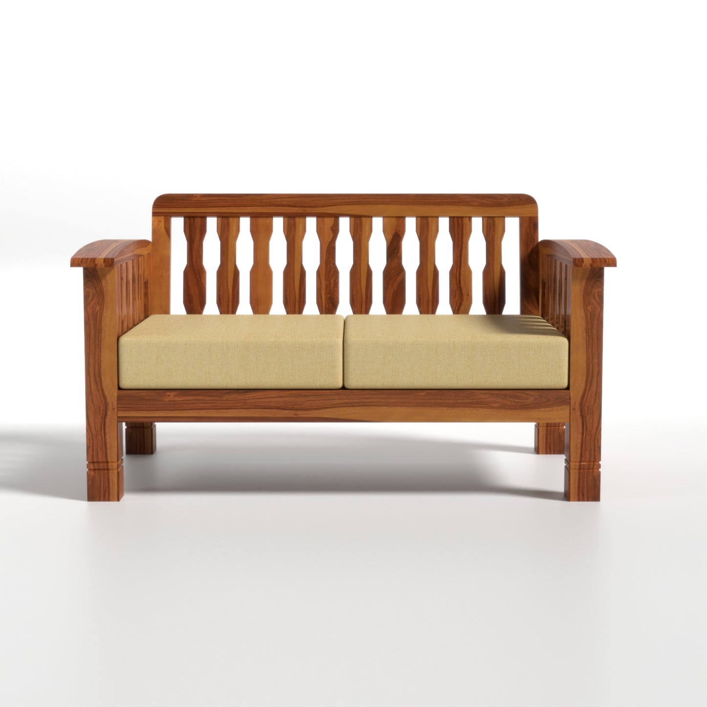 Raiden 2 Seater Solid Wood Sofa (Honey Finish)