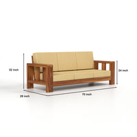 Zyvora 3+2 Seater Solid Wood Sofa (Honey Finish)