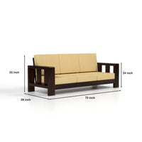 Zyvora 3+3 Seater Solid Wood Sofa (Walnut Finish)