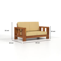 Zyvora 3+2 Seater Solid Wood Sofa (Honey Finish)