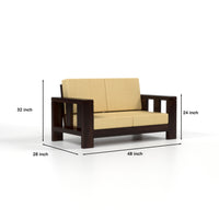 Zyvora 3+2 Seater Solid Wood Sofa (Walnut Finish)