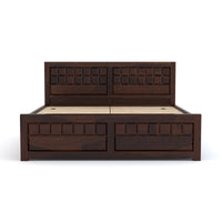 Vantrex Sheesham Wood Queen Size Bed With Storage (Walnut Finish)