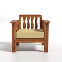 Raiden 5 Seater Solid Wood Sofa (Honey Finish)