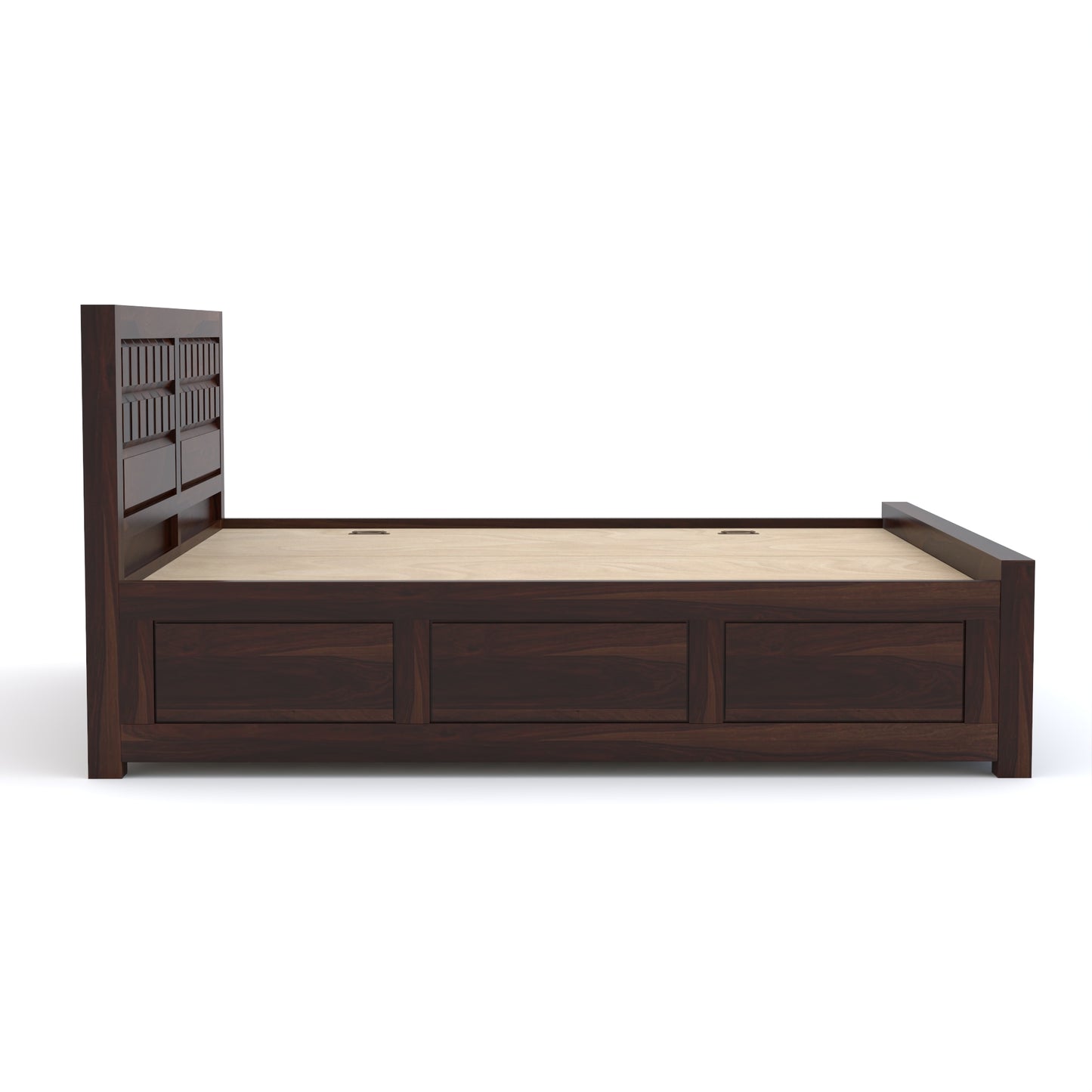 Vantrex Sheesham Wood Queen Size Bed With Storage (Walnut Finish)