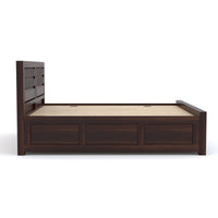 Vantrex Sheesham Wood Queen Size Bed With Storage (Walnut Finish)