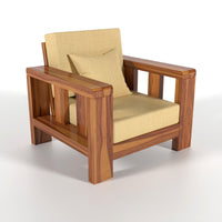Zyvora 5 Seater Solid Wood Sofa (Honey Finish)