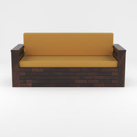 Zelric Solid Sheesham Wooden 3 Seater Sofa Cum Bed  (Walnut  Finish ) Cushion -color:(Beige)