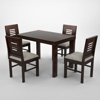Solvian Sheesham Wood Dining Set 4 Seater 45x45x30 (Walnut Finish)