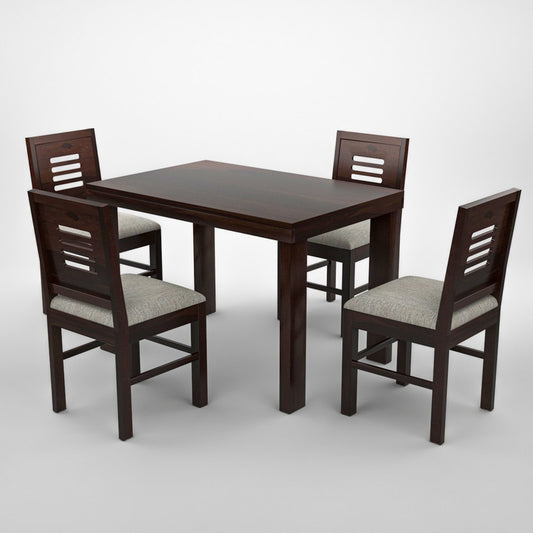 Solvian Sheesham Wood Dining Set 4 Seater 45x45x30 (Walnut Finish)