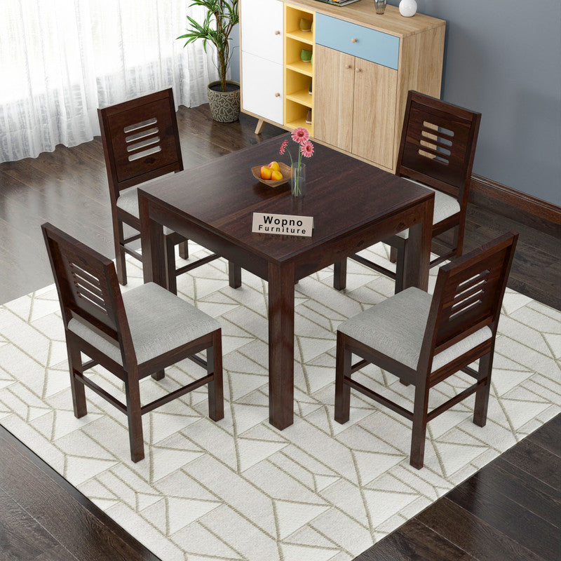Solvian Sheesham Wood Dining Set 4 Seater 34x34x30 (Walnut Finish)