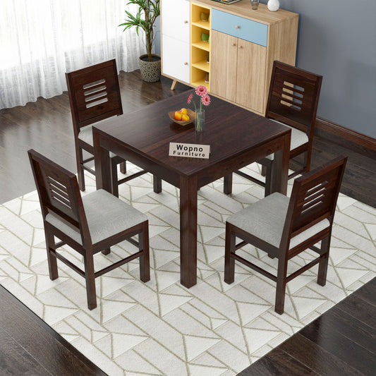 Solvian Sheesham Wood Dining Set 4 Seater 34x34x30 (Walnut Finish)