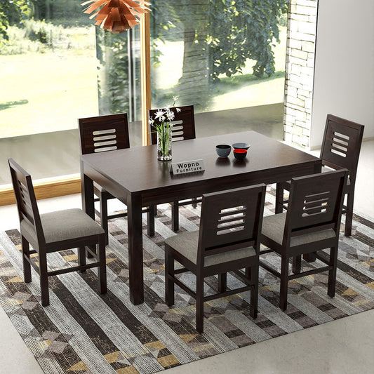 Solvian Sheesham Wood Dining Set 6 Seater (Walnut Finish)