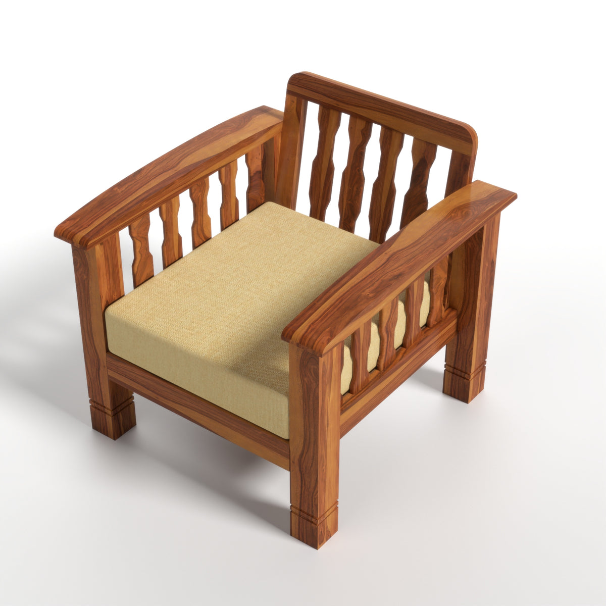 Raiden 5 Seater Solid Wood Sofa (Honey Finish)