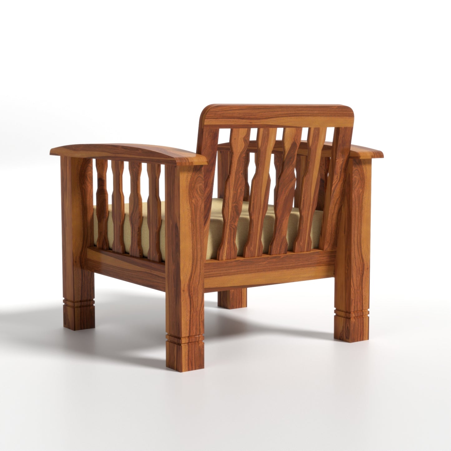 Raiden 5 Seater Solid Wood Sofa (Honey Finish)