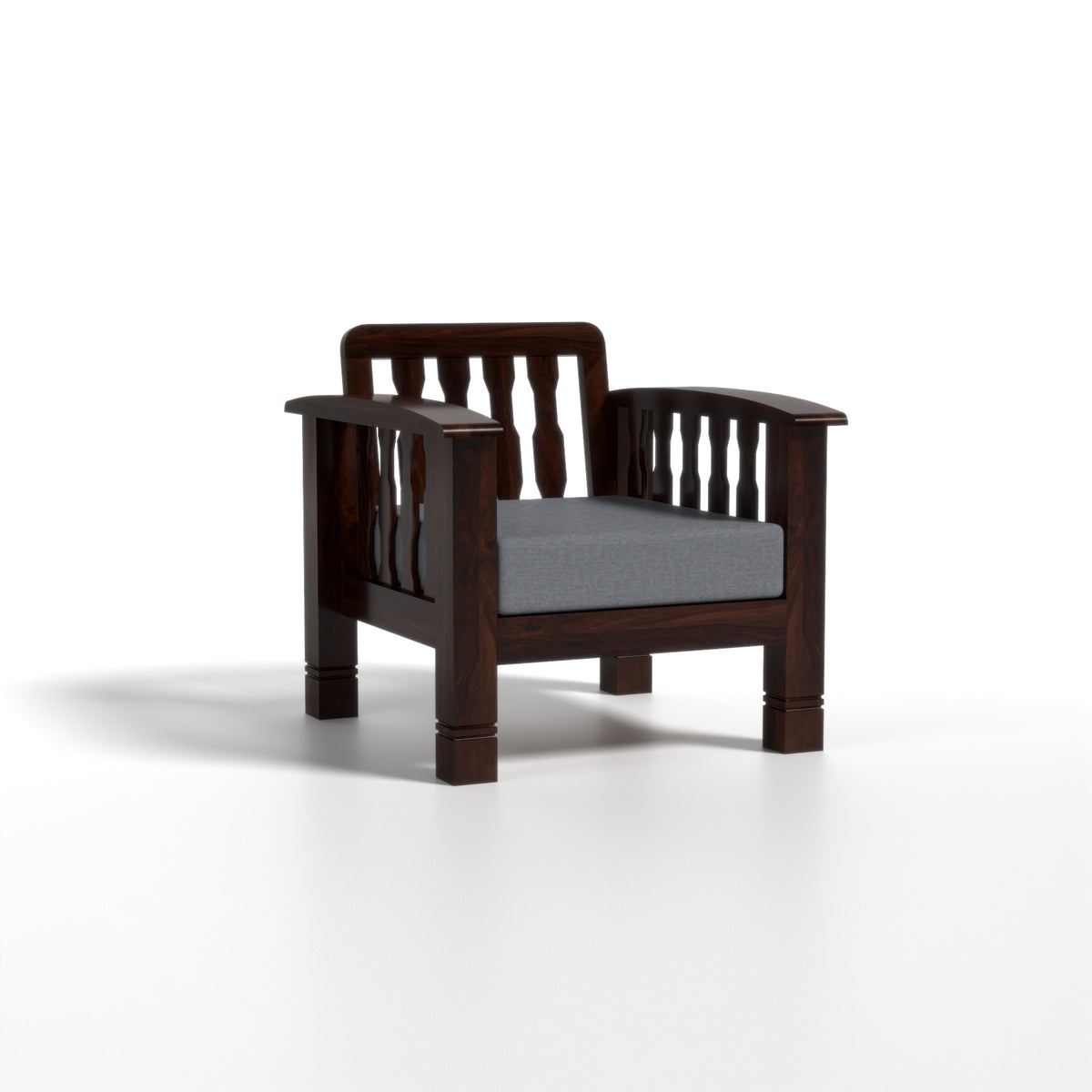 Raiden 6 Seater Solid Wood Sofa (Walnut Finish)