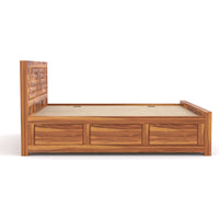 Durello Sheesham Wood Queen Size Bed With Storage (Honey Finish)