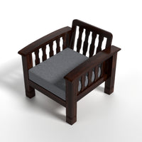 Raiden 5 Seater Solid Wood Sofa (Walnut Finish)