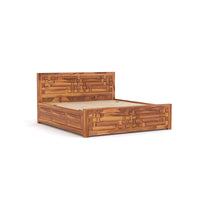 Durello Sheesham Wood Queen Size Bed With Storage (Honey Finish)