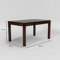 Solvian Sheesham Wood Dining Set 6 Seater With Bench (Walnut Finish)