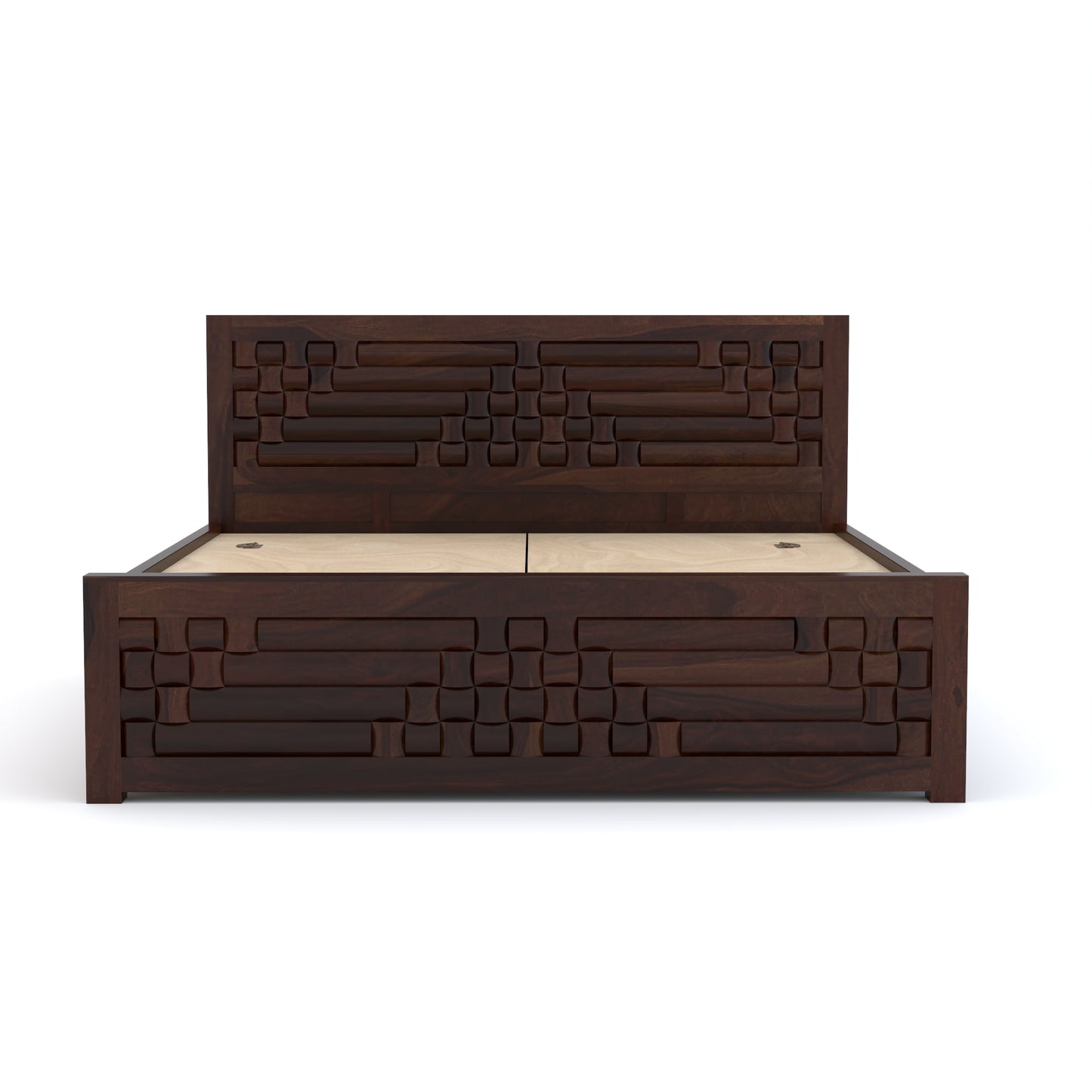 Durello Sheesham Wood Queen Size Bed With Storage (Walnut Finish)