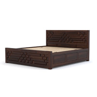 Durello Sheesham Wood Queen Size Bed With Storage (Walnut Finish)
