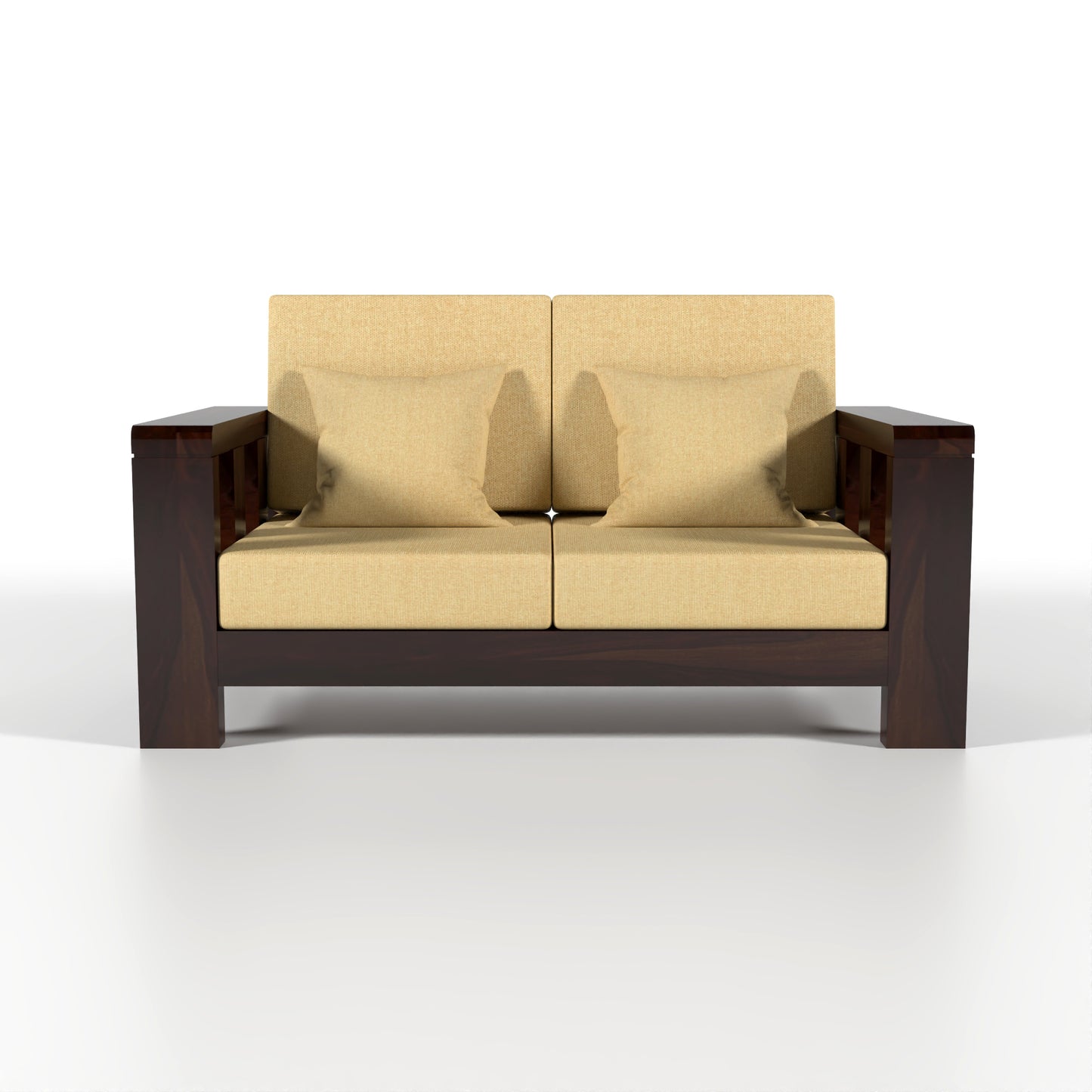 Zyvora 6 Seater Solid Wood Sofa (Walnut Finish)