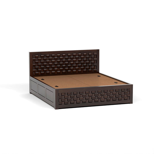 Brueteais Sheesham Wood King Size Bed With Storage (Walnut Finish)