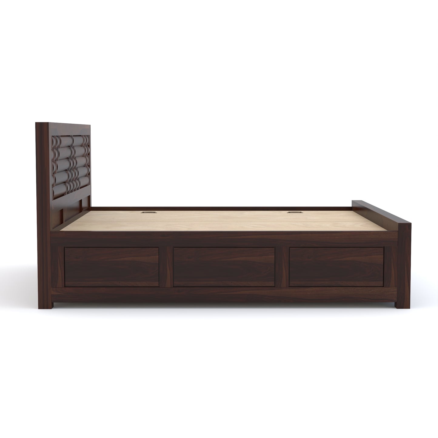 Durello Sheesham Wood Queen Size Bed With Storage (Walnut Finish)