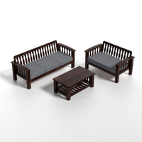 Raiden 3+2 Seater Solid Wood Sofa (Walnut Finish)